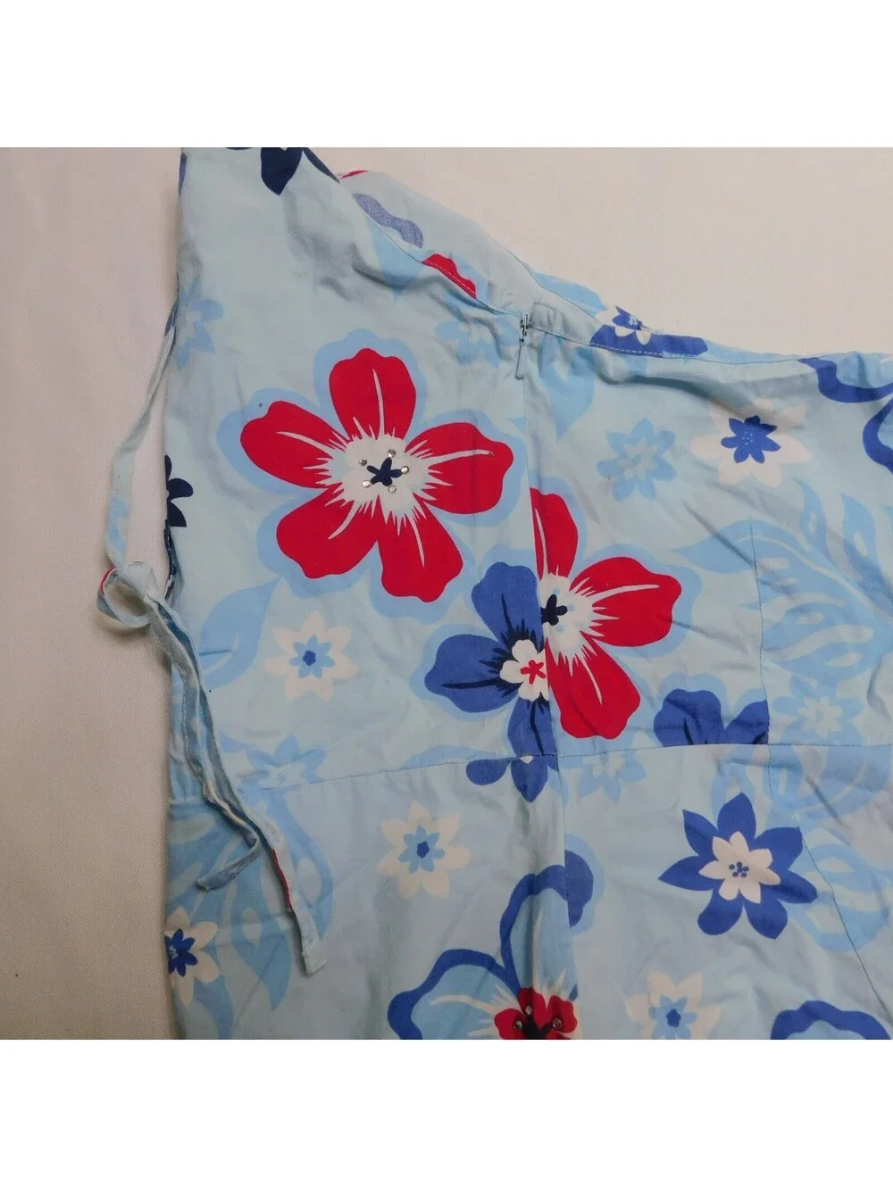 Vintage Limited Too Girls Light Blue Floral Halter Dress Romper Size 8 Y2K 90s